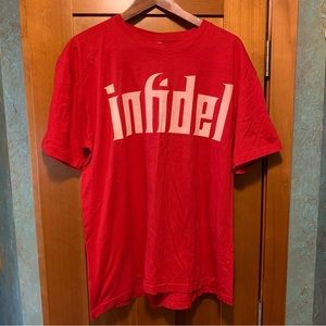 Red Infidel printed shirt. Size XL.